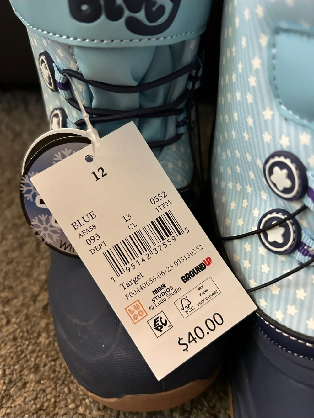 Bluey Kids Waterproof Snow Boots. Good for -20 C